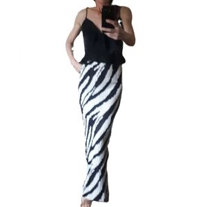 Black and White Striped Maxi Skirt With Zara Black Camisole